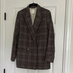 H&M plaid double breasted blazer jacket coat